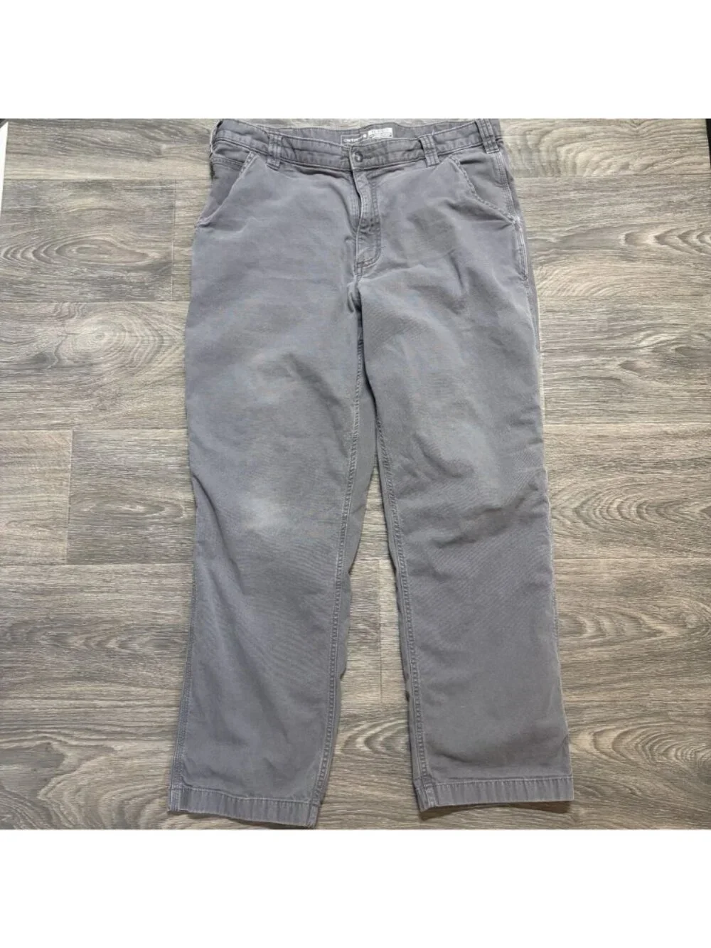Carhartt Relaxed Straight Rigby Dungaree Pants 38x30 Durable Canvas 102291 Gray